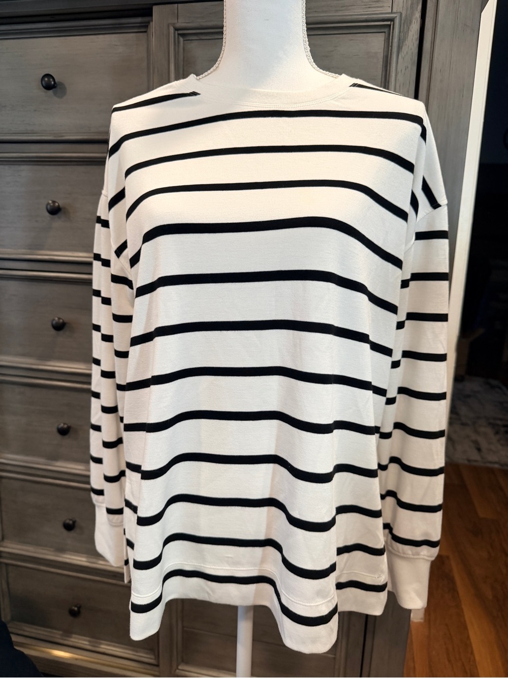 Danskin White and Black Striped Women’s Sweater